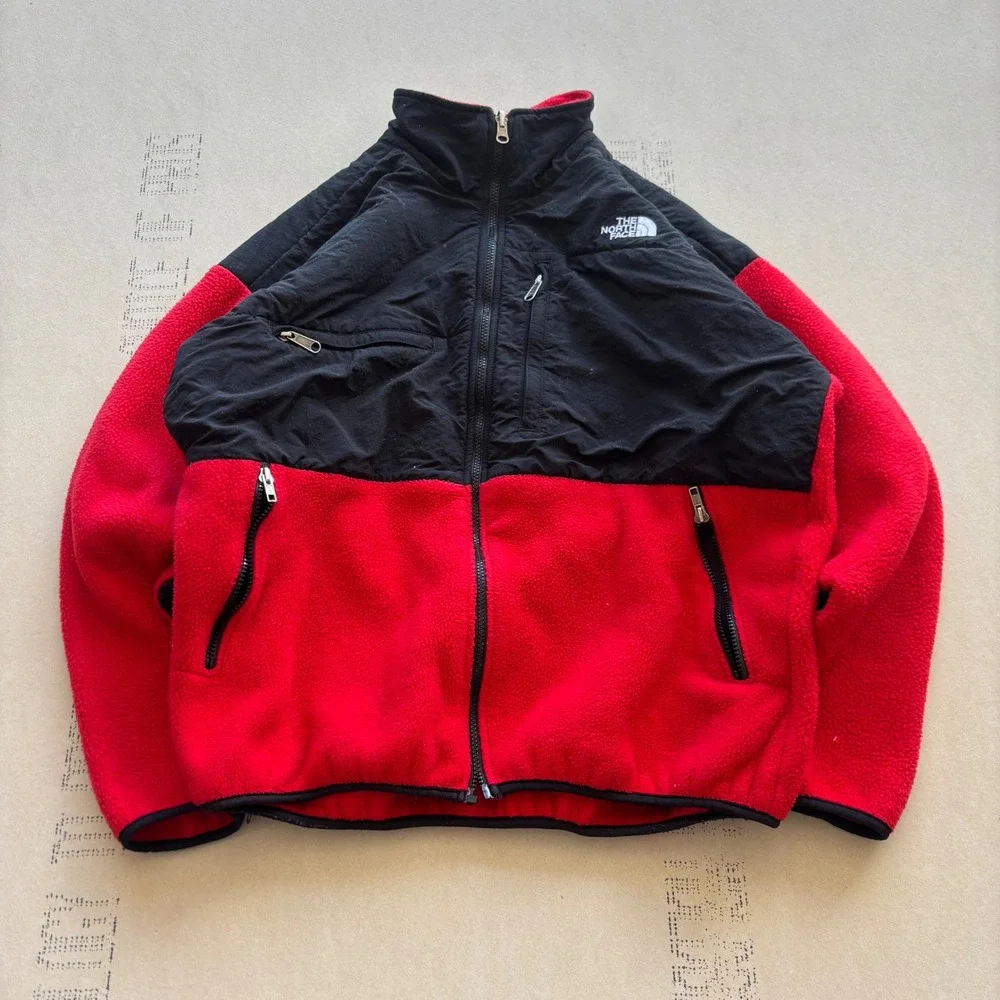 Vintage‎ 90s The North Face Denali Fleece Jacket XL Red Black Made in USA